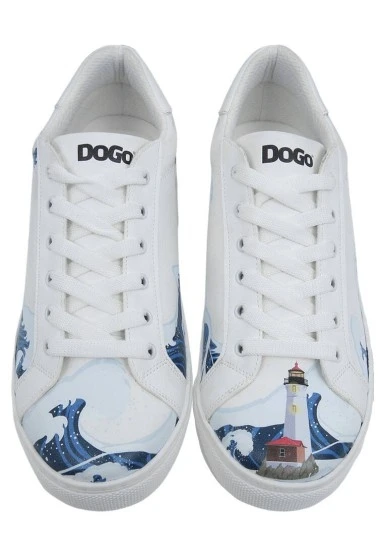 Erkek Vegan Deri Beyaz Sneakers - Lighthouse Tasarım - 