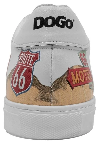 Erkek Vegan Deri Beyaz Sneakers - Route 66 Tasarım - 