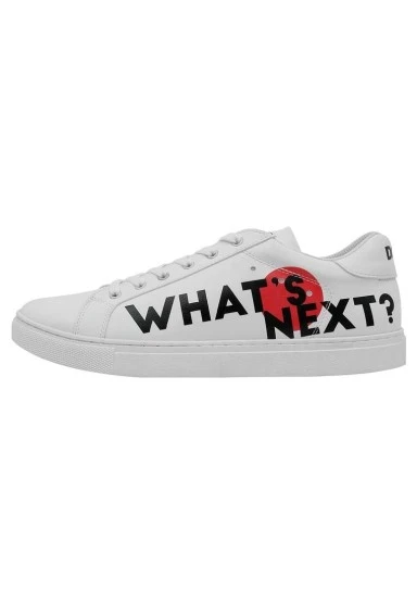 Erkek Vegan Deri Beyaz Sneakers - What's Next? Tasarım - 