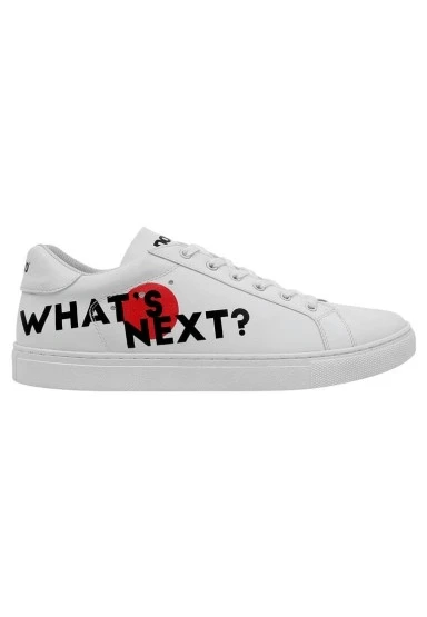 Erkek Vegan Deri Beyaz Sneakers - What's Next? Tasarım - 