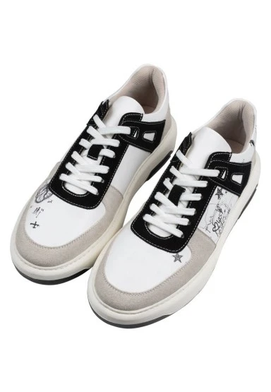 Erkek Vegan Deri Beyaz Sneakers - Lost Dream Tasarım - 
