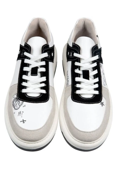 Erkek Vegan Deri Beyaz Sneakers - Lost Dream Tasarım - 