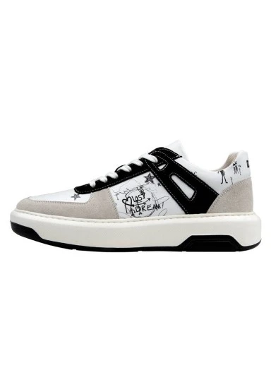 Erkek Vegan Deri Beyaz Sneakers - Lost Dream Tasarım - 