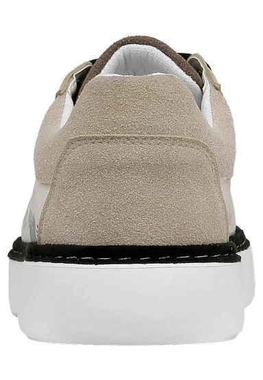 Erkek Vegan Deri Beyaz Sneakers - Japanese in Red Tasarım - 