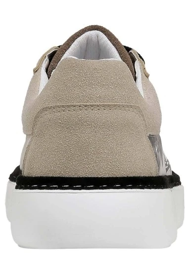 Erkek Vegan Deri Beyaz Sneakers - Japanese in Red Tasarım - 