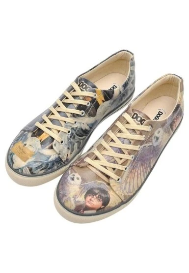 Erkek Vegan Deri Çok Renkli Sneakers - Warner Bros Harry and Hedwig Harry Potter Tasarım - 