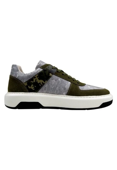 Erkek Vegan Deri Gri Sneakers - Ordinary Camo Tasarım - 