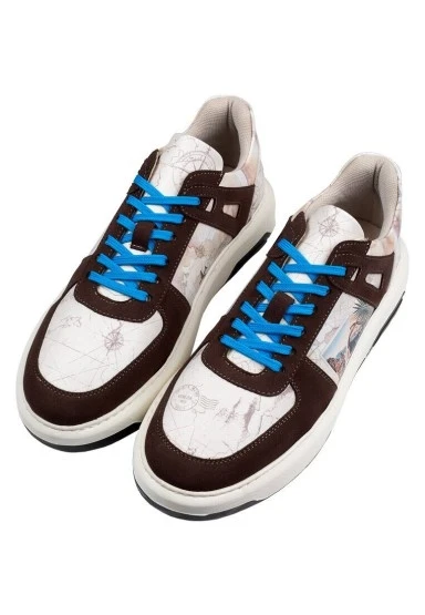 Erkek Vegan Deri Krem Sneakers - Ink and Pictures Tasarım - 