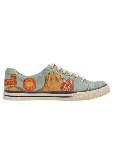Erkek Vegan Deri Mavi Sneakers - Route 66 Tasarım - 