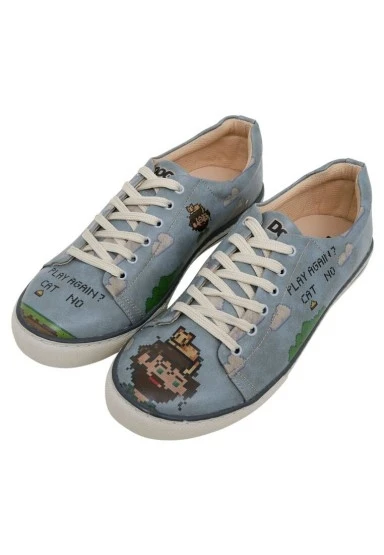 Erkek Vegan Deri Mavi Sneakers - Play Again Tasarım - 