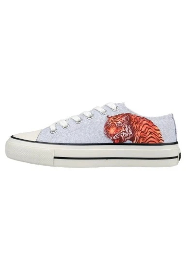 Erkek Vegan Gri Sneakers - Uptown Tigers Tasarım - 