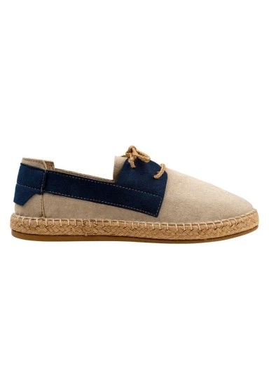 Erkek Vegan Krem Bağcıklı Espadril - Japanese Waves Tasarım - 