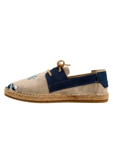 Erkek Vegan Krem Bağcıklı Espadril - Japanese Waves Tasarım - 
