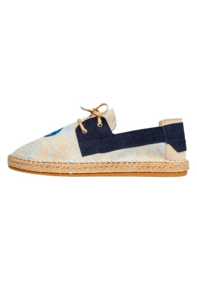 Erkek Vegan Mavi Bağcıklı Espadril - Patches Tasarım - 