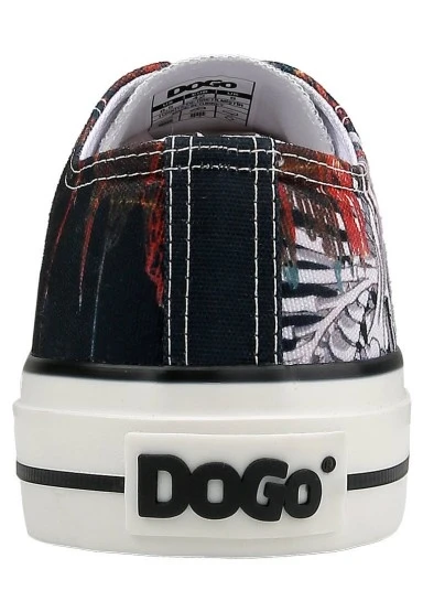 Erkek Vegan Siyah Sneakers - Japanese Skull Tasarım - 
