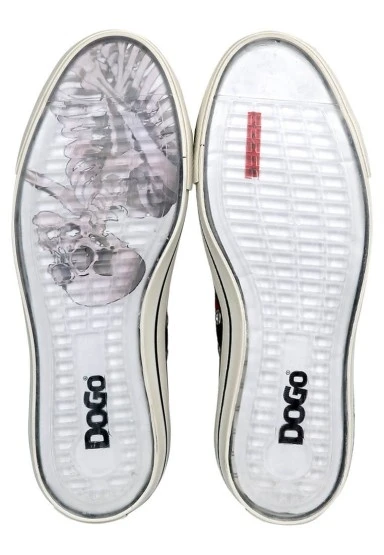 Erkek Vegan Siyah Sneakers - Japanese Skull Tasarım - 