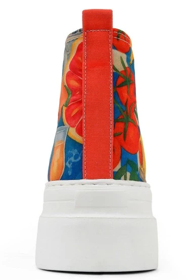 Femme Vegan Multicolore Baskets Montantes à Plateforme - Summer of Santorini Motif - 