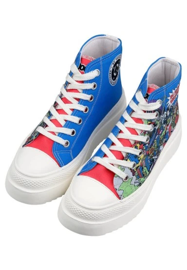 Femme Vegan Multicolore Baskets Montantes à Plateforme - Warner Bros DC Villains Motif - 