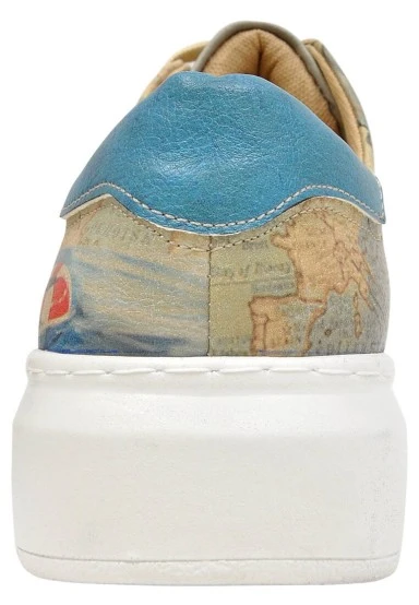 Femme Cuir Vegan Beige Baskets - Ready to Sail Motif - 