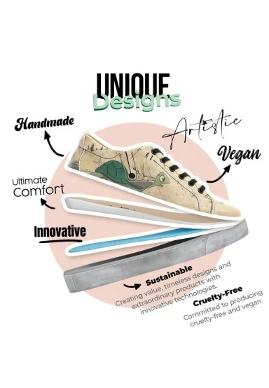 Femme Cuir Vegan Beige Baskets - Adventure Awaits Go Find It Motif - 
