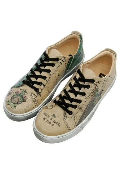 Femme Cuir Vegan Beige Baskets - Adventure Awaits Go Find It Motif - 
