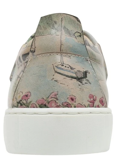 Femme Cuir Vegan Beige Baskets - Lago di Como Motif - 