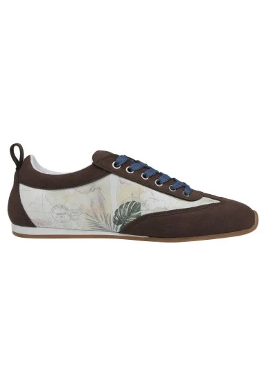 Femme Cuir Vegan Beige Baskets - Ink and Pictures Motif - 