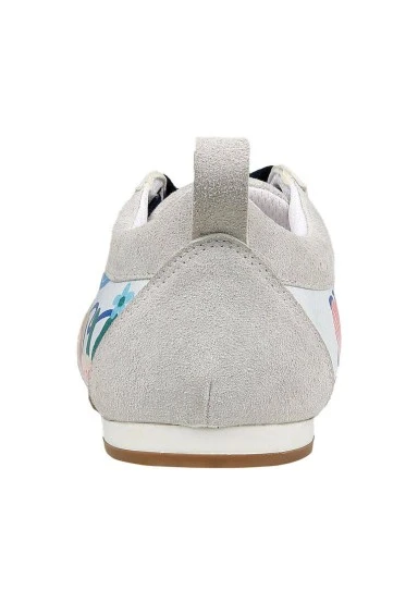 Femme Cuir Vegan Beige Baskets - Azur Motif - 