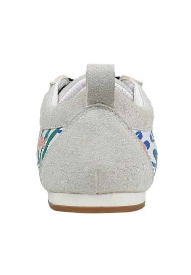 Femme Cuir Vegan Beige Baskets - Azur Motif - 