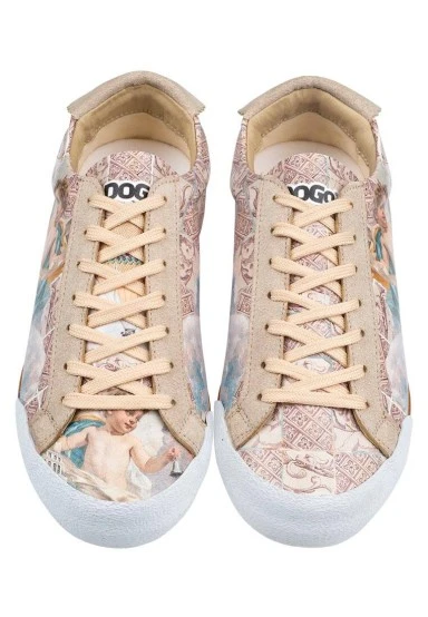 Femme Cuir Vegan Beige Baskets - Angel's Dream Motif - 