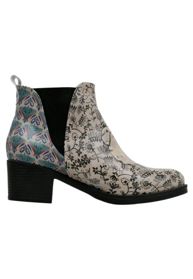Femme Cuir Vegan Beige Bottines - Let Your Dreams Be Your Wings Motif - 