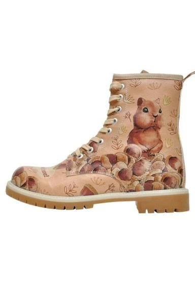 Femme Cuir Vegan Beige Bottes Longues - It wasn't Me Motif - 