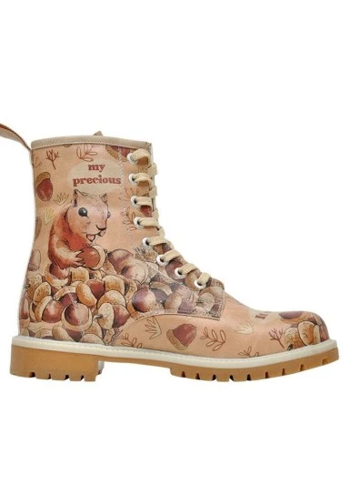Femme Cuir Vegan Beige Bottes Longues - It wasn't Me Motif - 