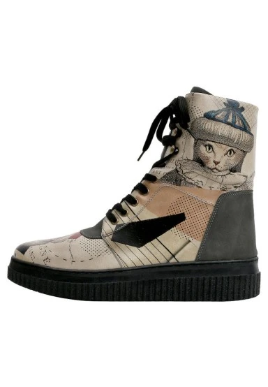 Femme Cuir Vegan Beige Bottes Longues - Mon Cher Motif - 