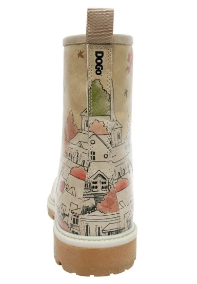Femme Cuir Vegan Beige Bottes Longues - One Day At A Time Motif - 