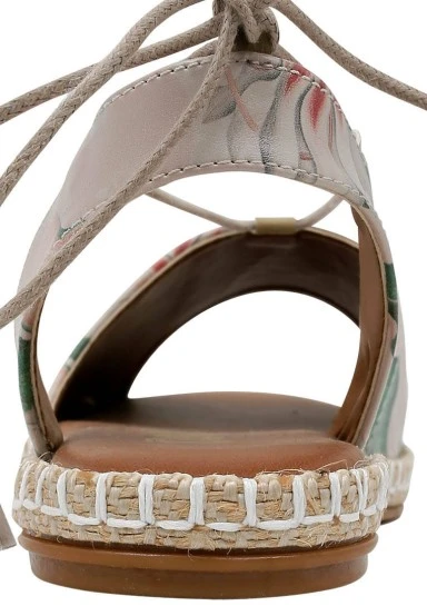 Femme Cuir Vegan Beige Sandales à Lacets - Wings to Fly Motif - 