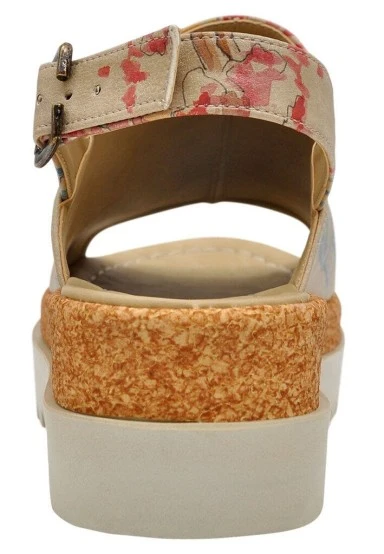 Femme Cuir Vegan Beige Sandales compensées - Sun please Motif - 
