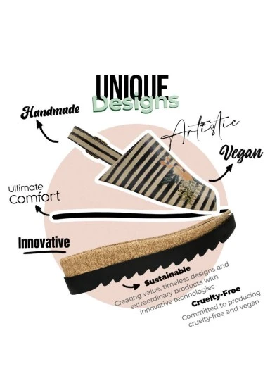 Femme Cuir Vegan Beige Sandales compensées - Dreamer Motif - 