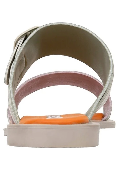 Femme Cuir Vegan Beige Sandales - Beige Sunny Motif - 