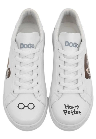 Femme Cuir Vegan Blanc Baskets - Friends Till Eternity Harry Potter Motif - 