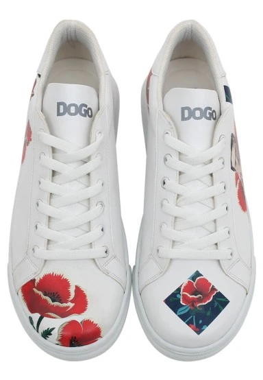 Femme Cuir Vegan Blanc Baskets - Viva la Vida Frida Kahlo Motif - 