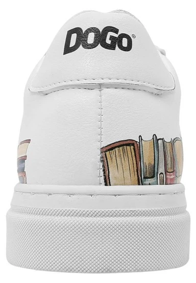 Femme Cuir Vegan Blanc Baskets - The Wise Owl Motif - 