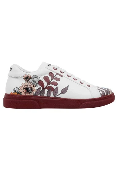 Femme Cuir Vegan Blanc Baskets - Magic in the Air Motif - 