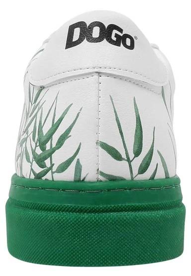 Femme Cuir Vegan Blanc Baskets - Bamboo Lover Motif - 