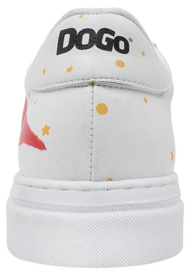 Femme Cuir Vegan Blanc Baskets - Cat Planets Motif - 