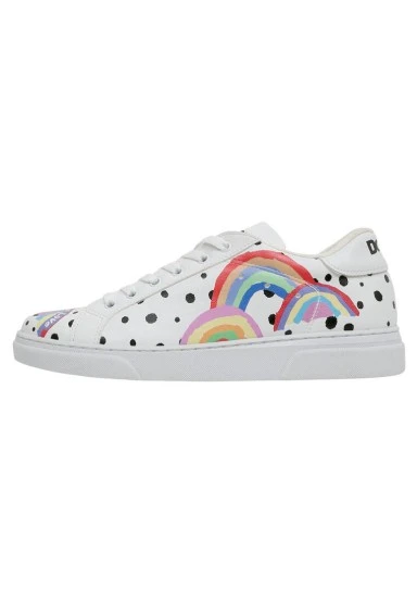 Femme Cuir Vegan Blanc Baskets - More Self Love Motif - 