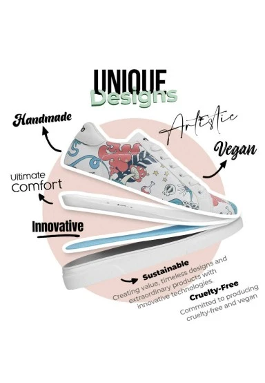 Femme Cuir Vegan Blanc Baskets - Open Your Mind Motif - 
