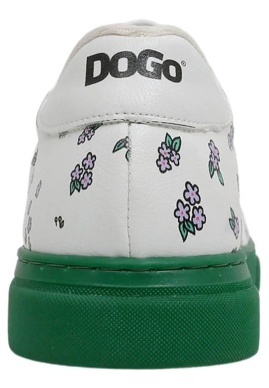 Femme Cuir Vegan Blanc Baskets - Life Goes On Motif - 