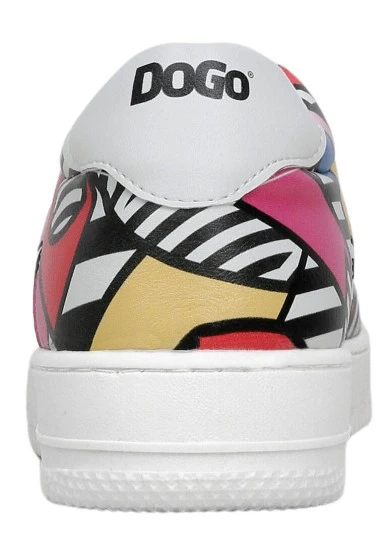 Femme Cuir Vegan Blanc Baskets - Painting in Harmony Motif - 