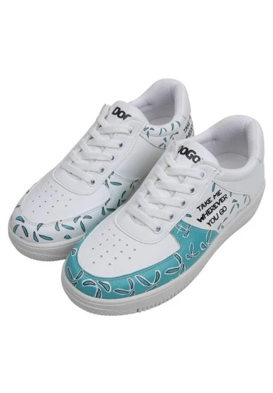 Femme Cuir Vegan Blanc Baskets - Koala Hug Motif - 